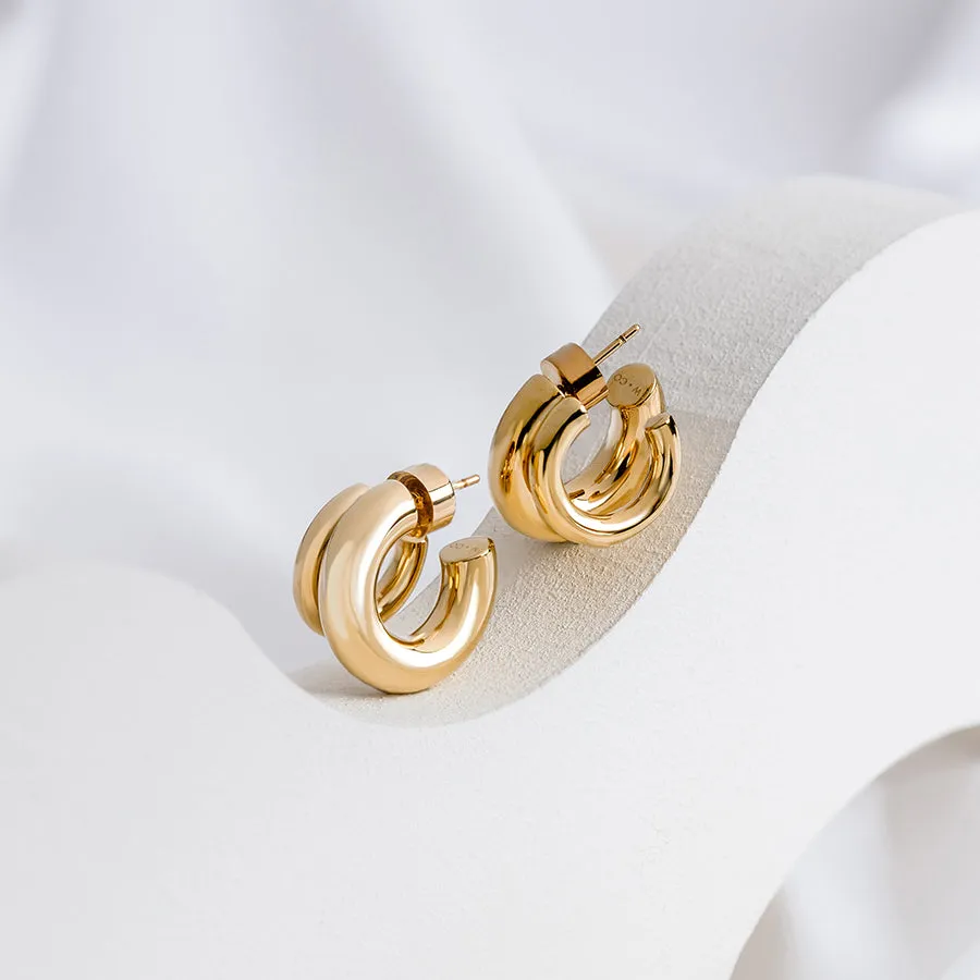 Hailey Double Nano Hoop 9mm Gold Earrings sold by Wanderlust and Co