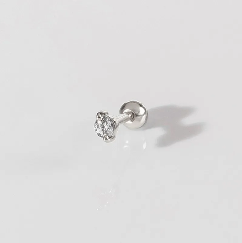 Diamante Silver Barbell Earring sold by Wanderlust and Co