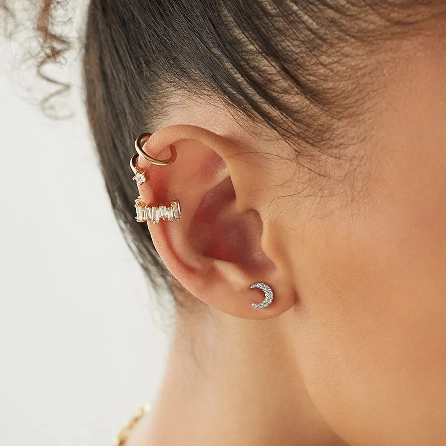 Crescent Diamante Silver Barbell Earring sold by Wanderlust and Co product image thumbnail 2