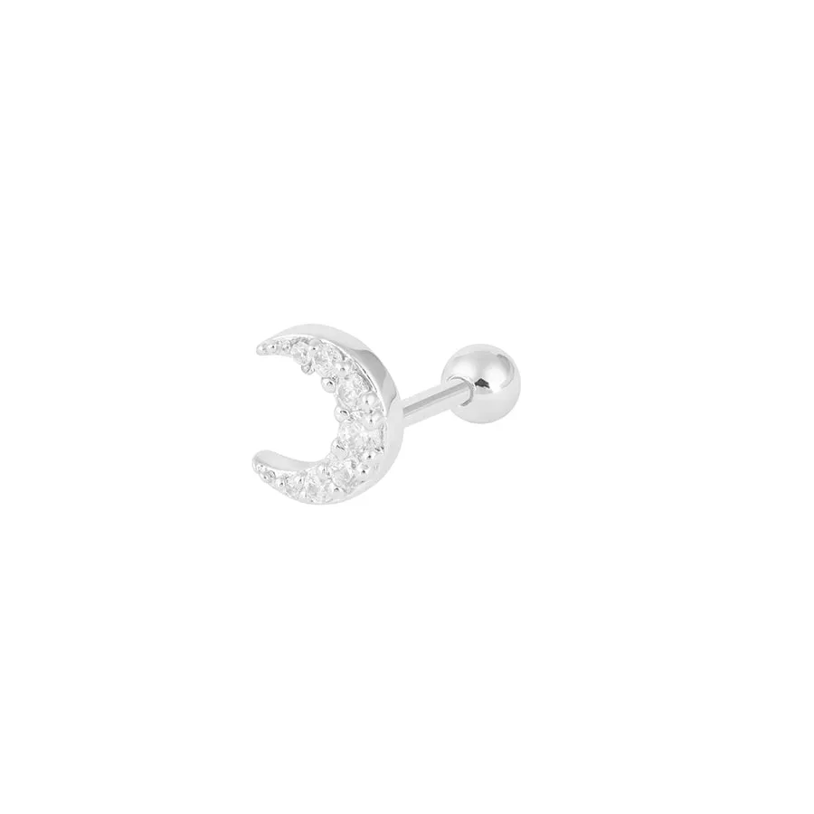 Crescent Diamante Silver Barbell Earring sold by Wanderlust and Co product image thumbnail 4