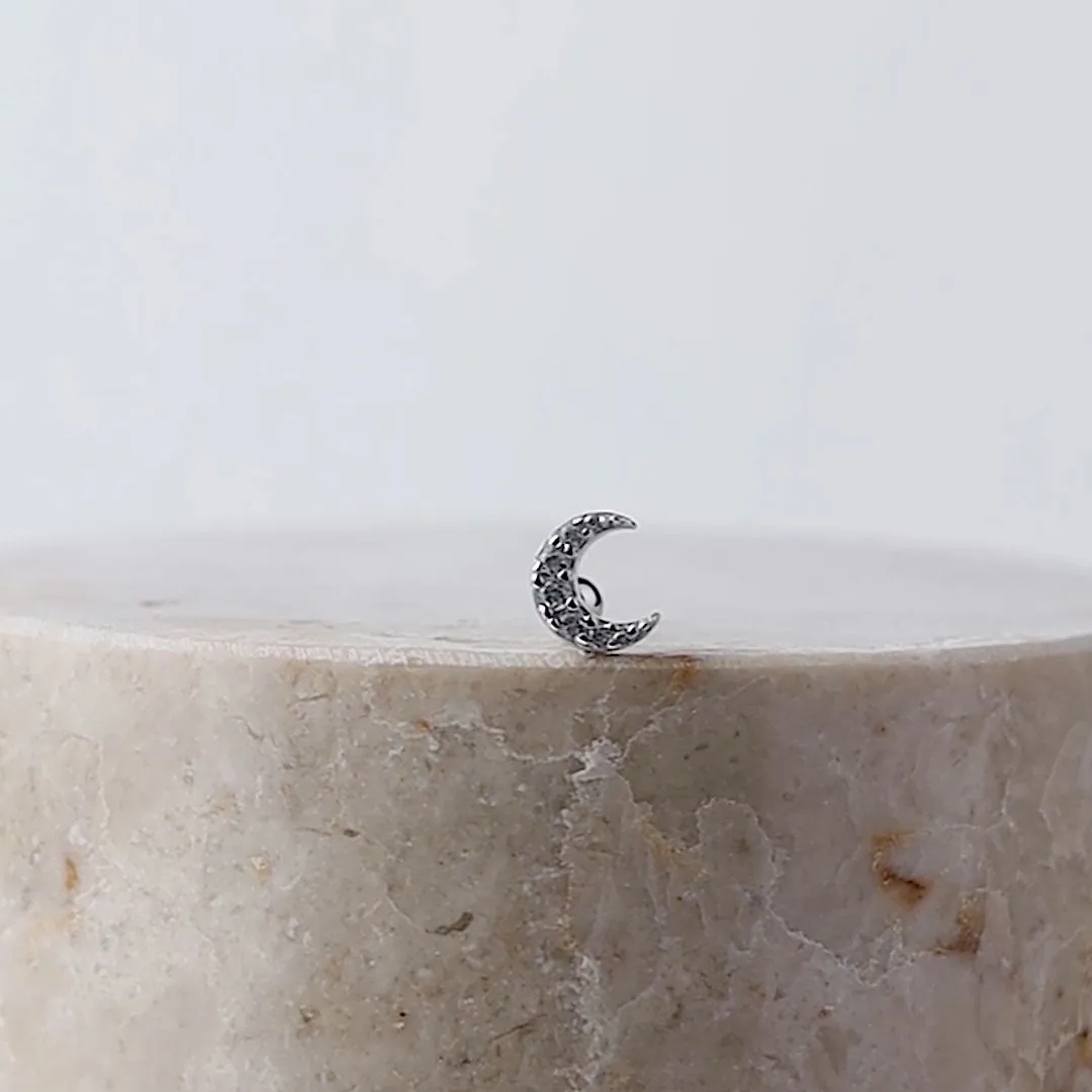 Crescent Diamante Silver Barbell Earring sold by Wanderlust and Co product image thumbnail 3