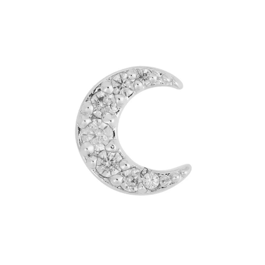 Crescent Diamante Silver Barbell Earring sold by Wanderlust and Co product image thumbnail 5