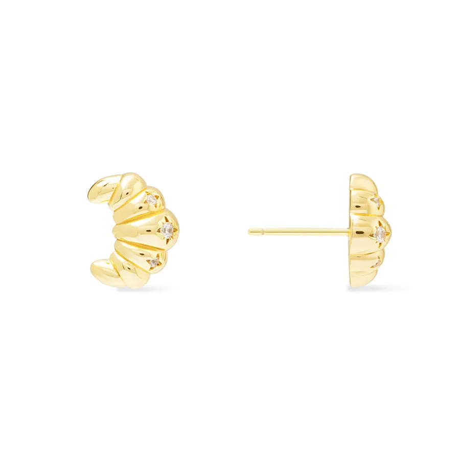 Croissant Gold Stud Earrings sold by Wanderlust and Co product image thumbnail 5