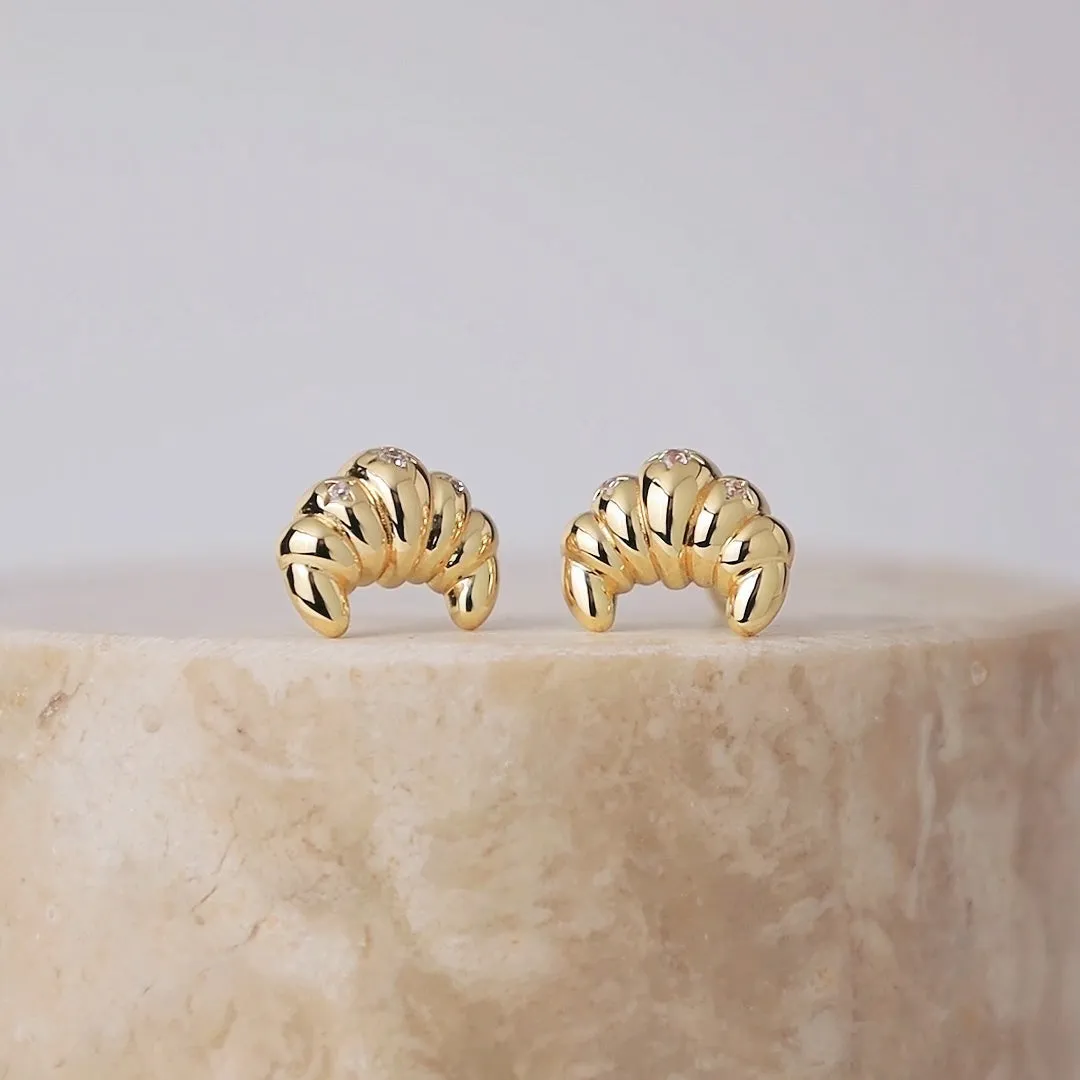 Croissant Gold Stud Earrings sold by Wanderlust and Co product image thumbnail 3