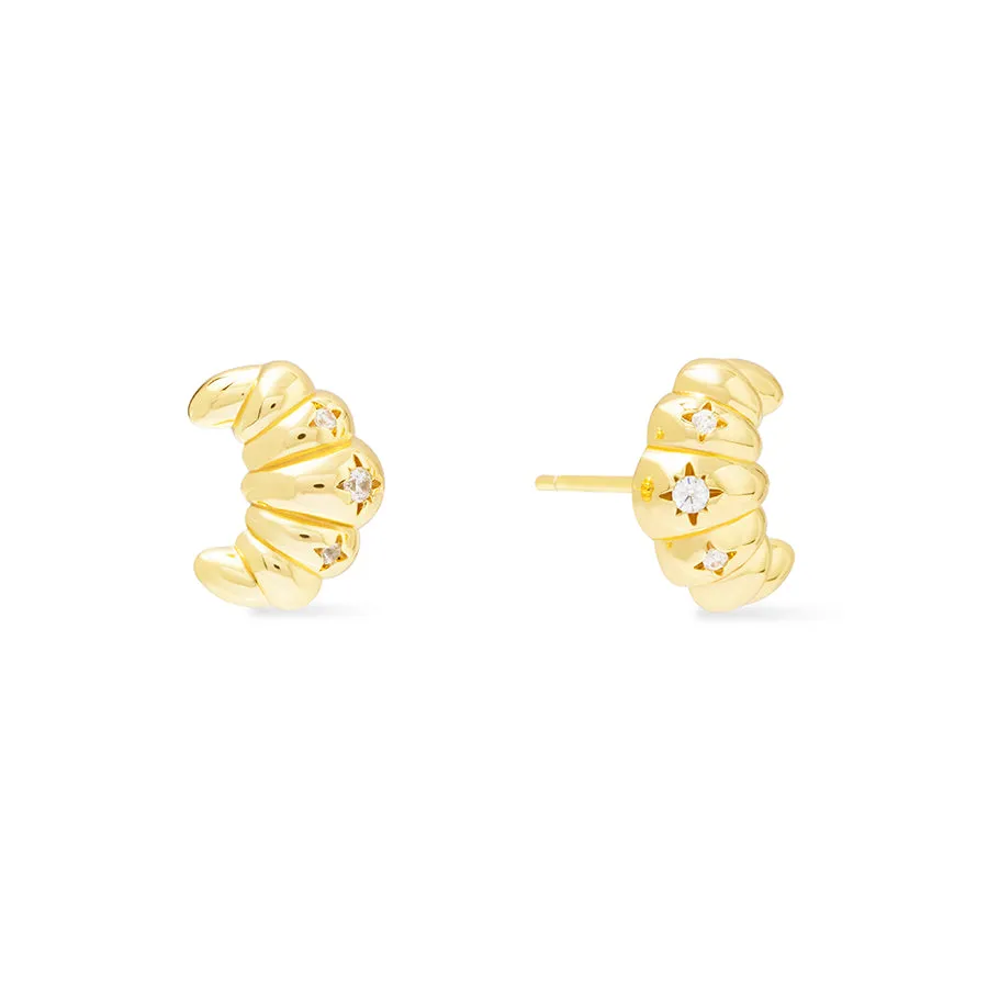 Croissant Gold Stud Earrings sold by Wanderlust and Co product image thumbnail 4