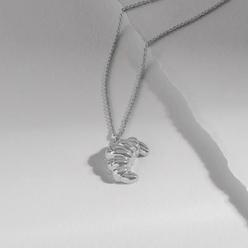Croissant Silver Necklace sold by Wanderlust and Co