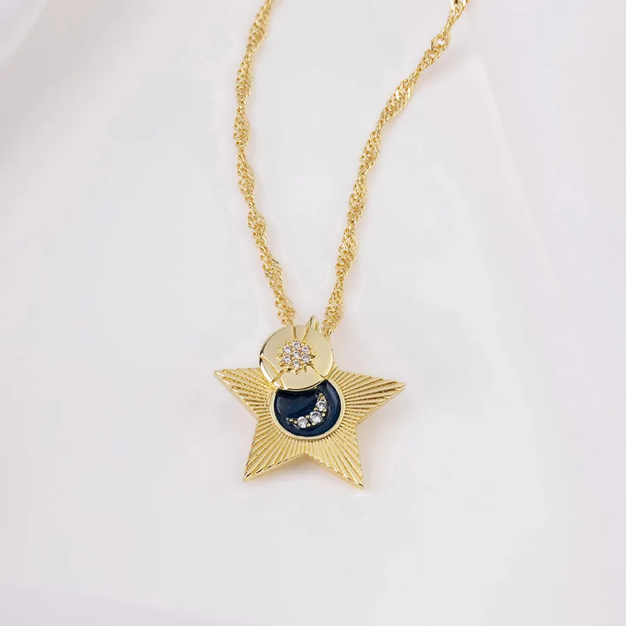 Starlight Navy & Gold Necklace sold by Wanderlust and Co