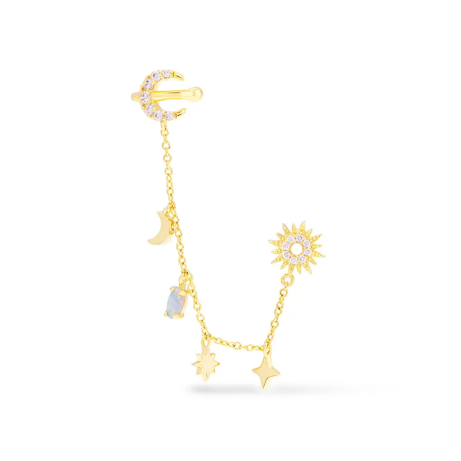 Cosmic Charms Gold Drop Chain Earring sold by Wanderlust and Co product image thumbnail 4