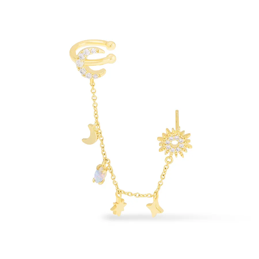Cosmic Charms Gold Drop Chain Earring sold by Wanderlust and Co product image thumbnail 5