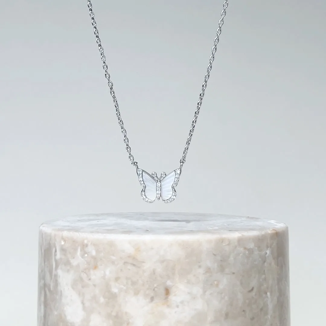 Butterfly Pearl & Silver Necklace sold by Wanderlust and Co product image thumbnail 2