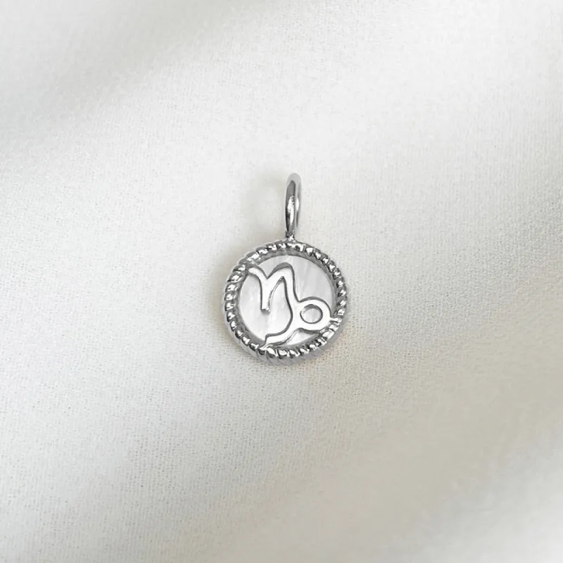 Capricorn Zodiac Mother of Pearl 925 Sterling Silver Pendant sold by Wanderlust and Co