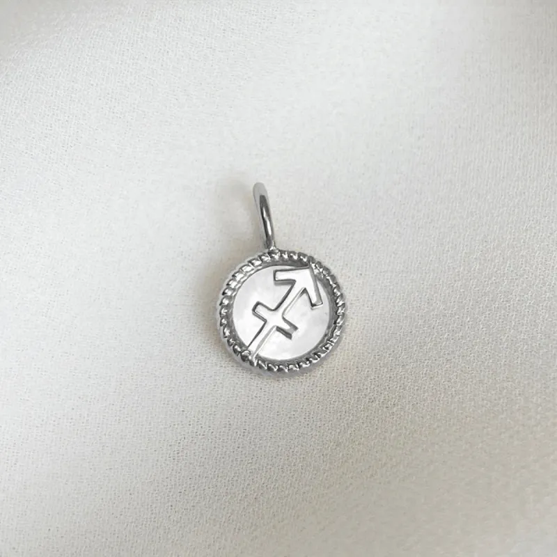 Sagittarius Zodiac Mother of Pearl 925 Sterling Silver Pendant sold by Wanderlust and Co