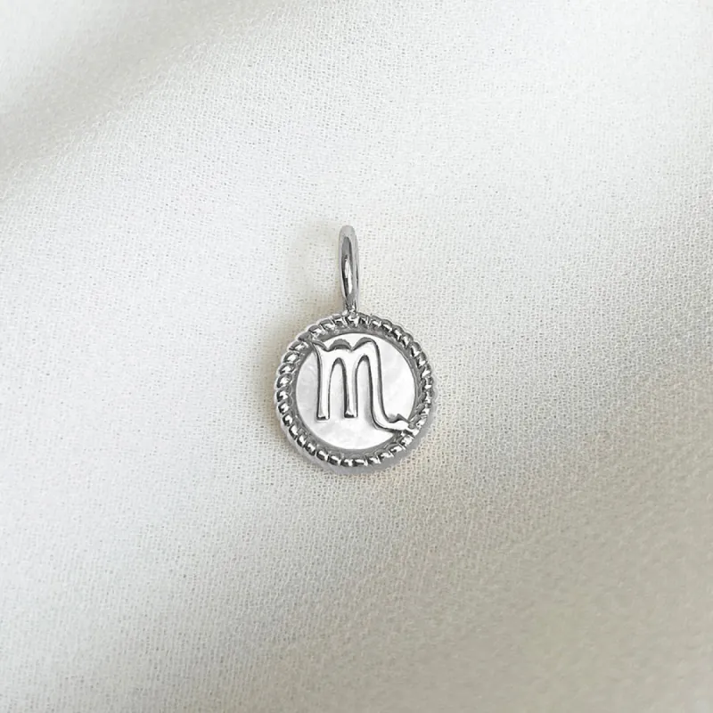 Scorpio Zodiac Mother of Pearl 925 Sterling Silver Pendant sold by Wanderlust and Co