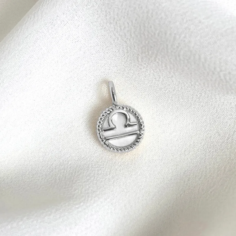 Libra Zodiac Mother of Pearl 925 Sterling Silver Pendant sold by Wanderlust and Co
