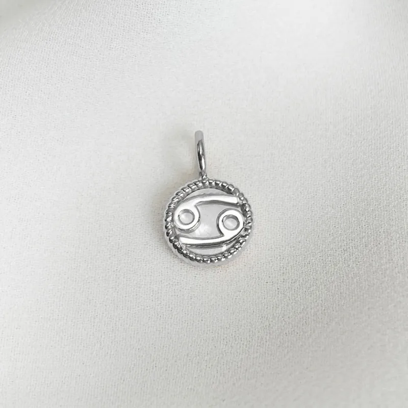 Cancer Zodiac Mother of Pearl 925 Sterling Silver Pendant sold by Wanderlust and Co