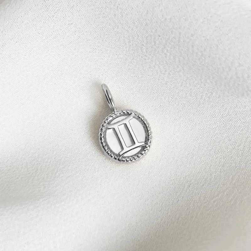 Gemini Zodiac Mother of Pearl 925 Sterling Silver Pendant sold by Wanderlust and Co