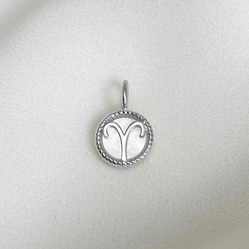 Aries Zodiac Mother of Pearl 925 Sterling Silver Pendant sold by Wanderlust and Co