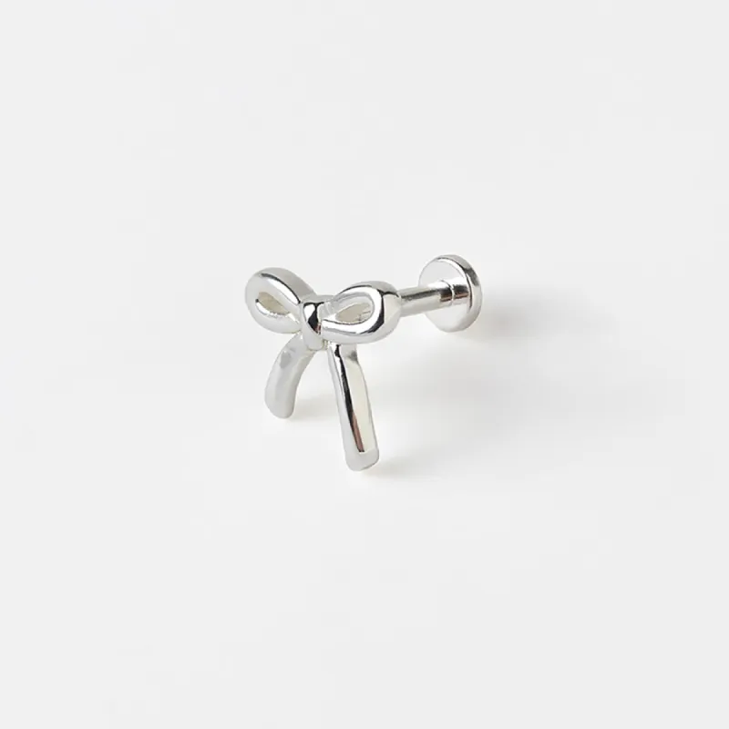 Bow Silver Flat Back Earring sold by Wanderlust and Co