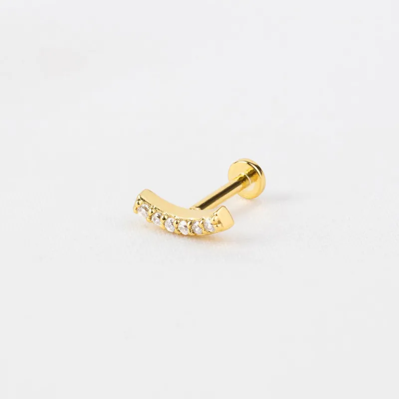 Pave Curve Gold Flat Back Earring sold by Wanderlust and Co