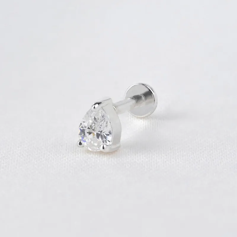 Teardrop Silver 3mm Flat Back Earring sold by Wanderlust and Co