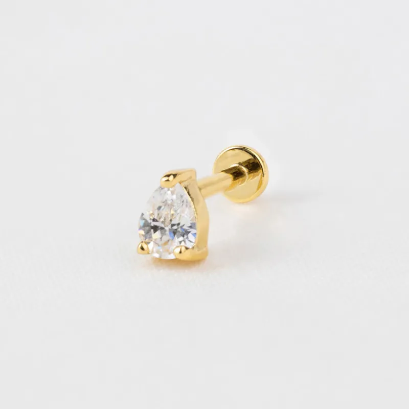 Teardrop Gold 3mm Flat Back Earring sold by Wanderlust and Co