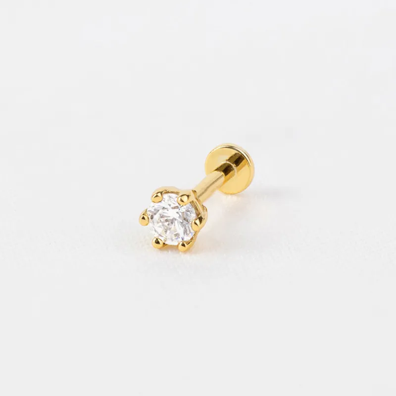 Brilliant Gold 3mm Flat Back Earring sold by Wanderlust and Co