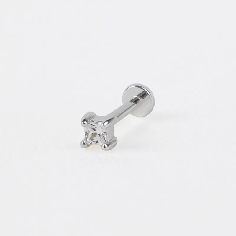 Princess Silver 2mm Flat Back Earring sold by Wanderlust and Co