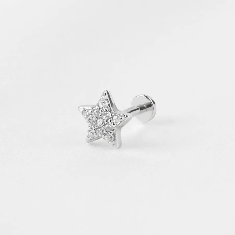 Star Pave Silver Flat Back Earring sold by Wanderlust and Co