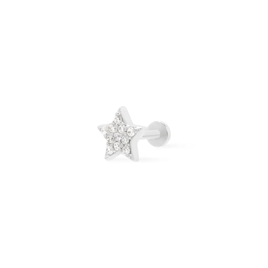 Star Pave Silver Flat Back Earring sold by Wanderlust and Co product image thumbnail 4