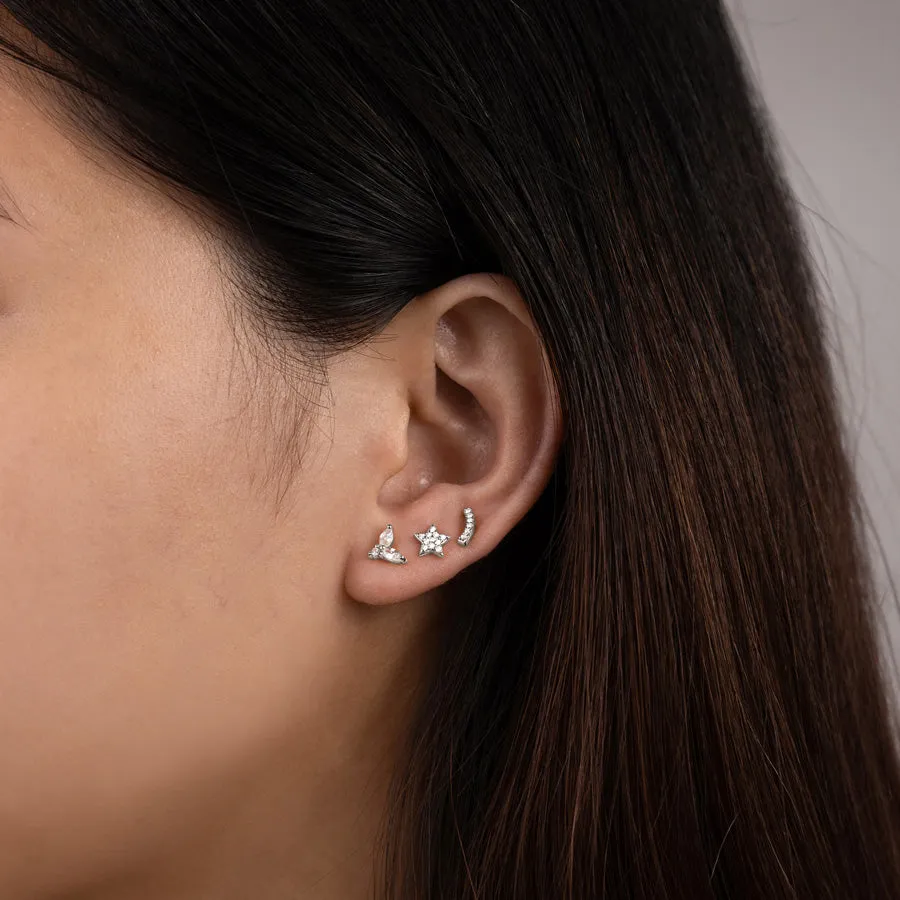 Star Pave Silver Flat Back Earring sold by Wanderlust and Co product image thumbnail 3