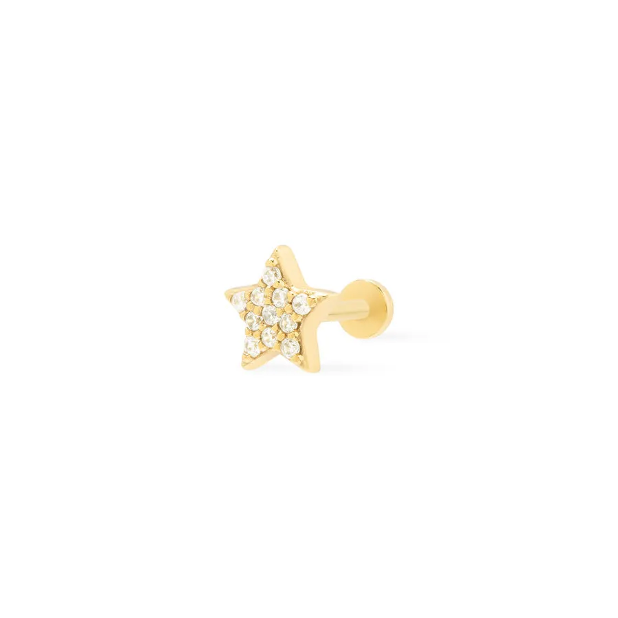 Star Pave Gold Flat Back Earring sold by Wanderlust and Co product image thumbnail 4