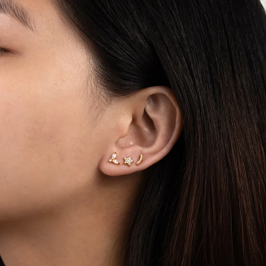 Star Pave Gold Flat Back Earring sold by Wanderlust and Co product image thumbnail 3