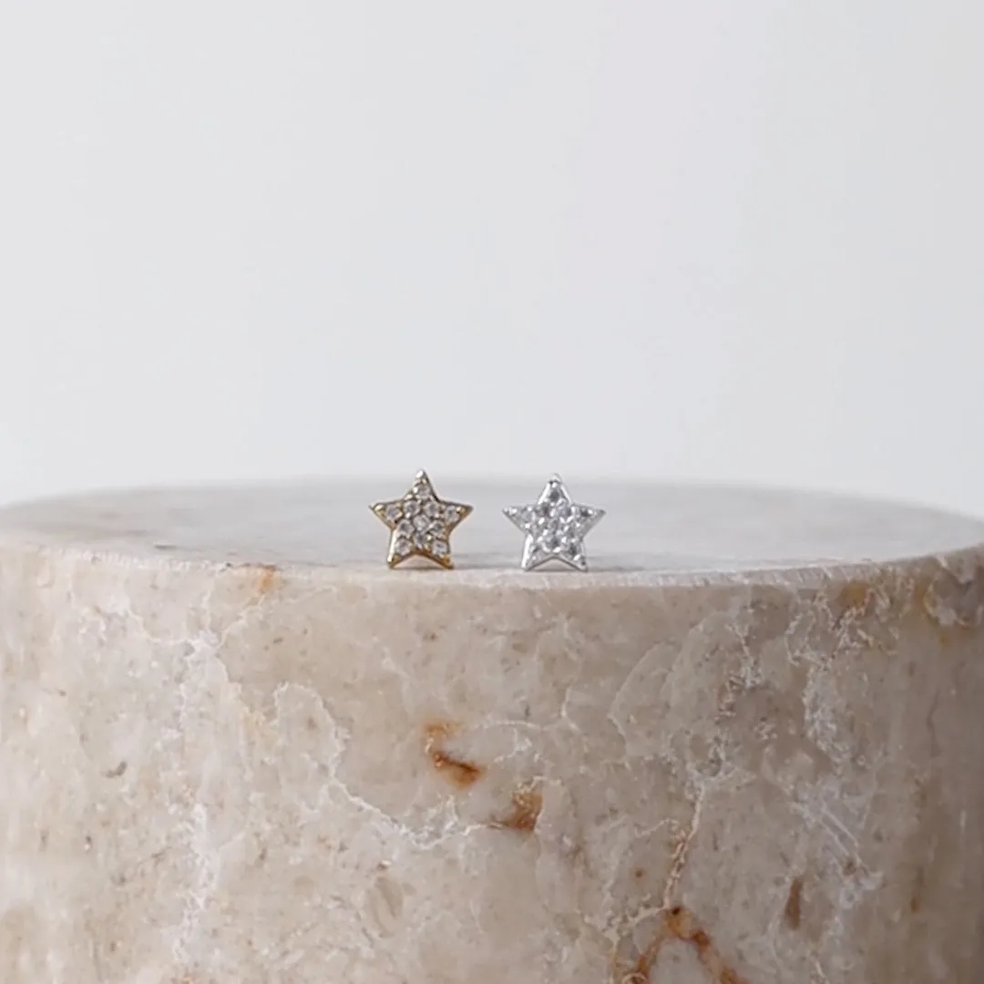 Star Pave Gold Flat Back Earring sold by Wanderlust and Co product image thumbnail 2