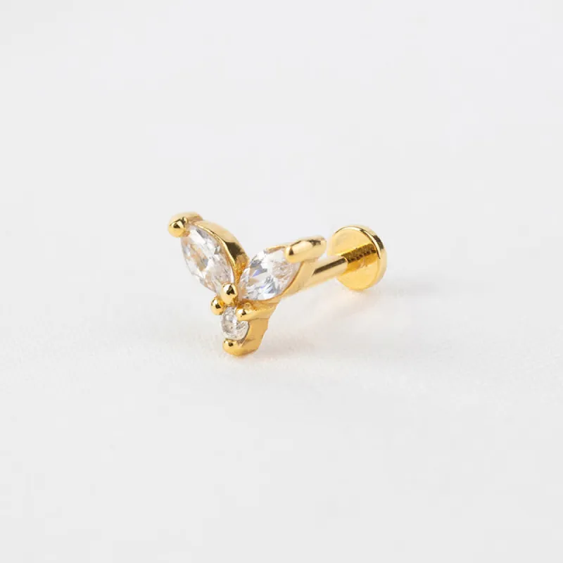 Marquise Cluster Gold Flat Back Earring sold by Wanderlust and Co