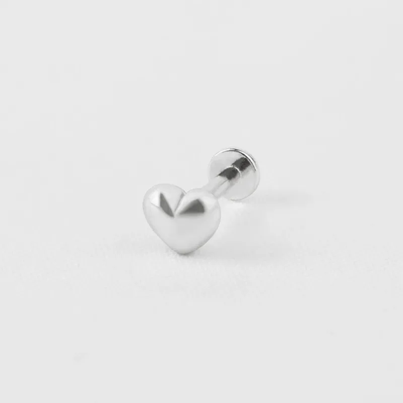 Dome Heart Silver Flat Back Earring sold by Wanderlust and Co