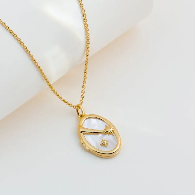 Infinite Universe Gold Locket Necklace sold by Wanderlust and Co