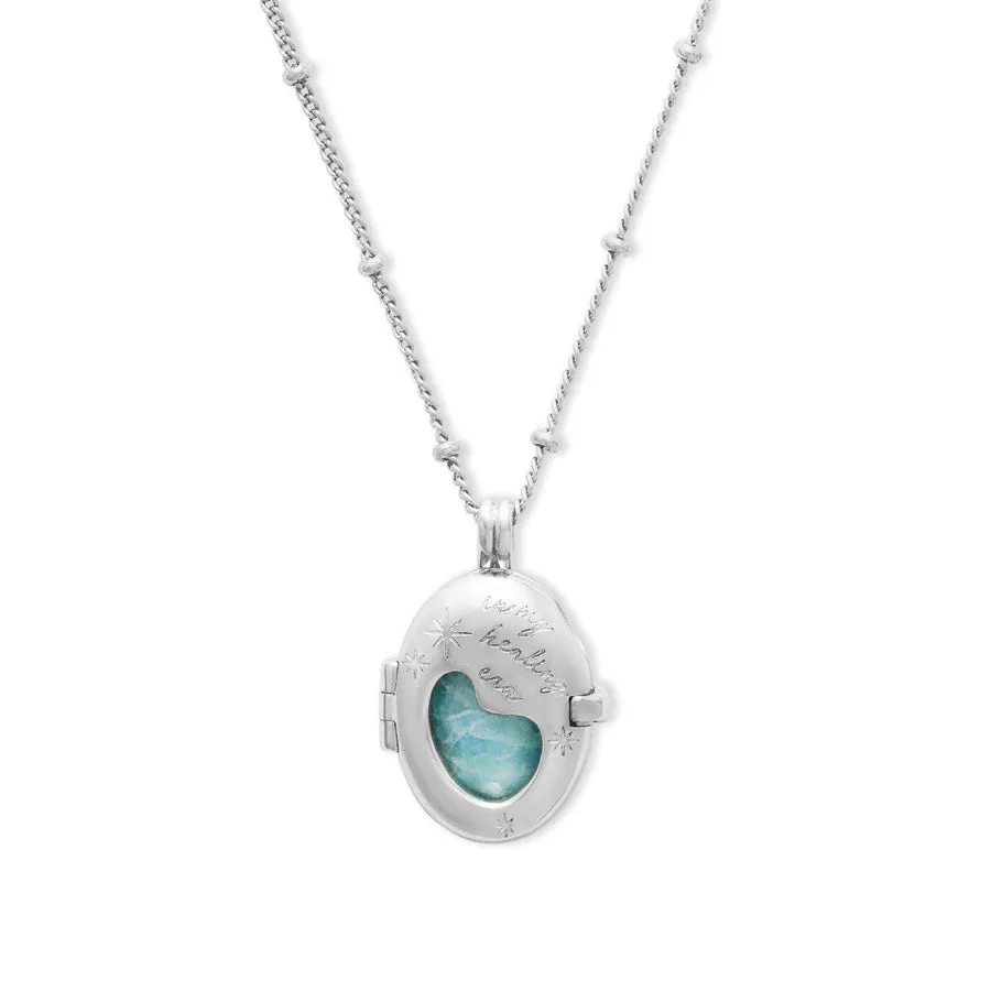 Healing Amazonite Silver Locket Necklace sold by Wanderlust and Co product image thumbnail 5