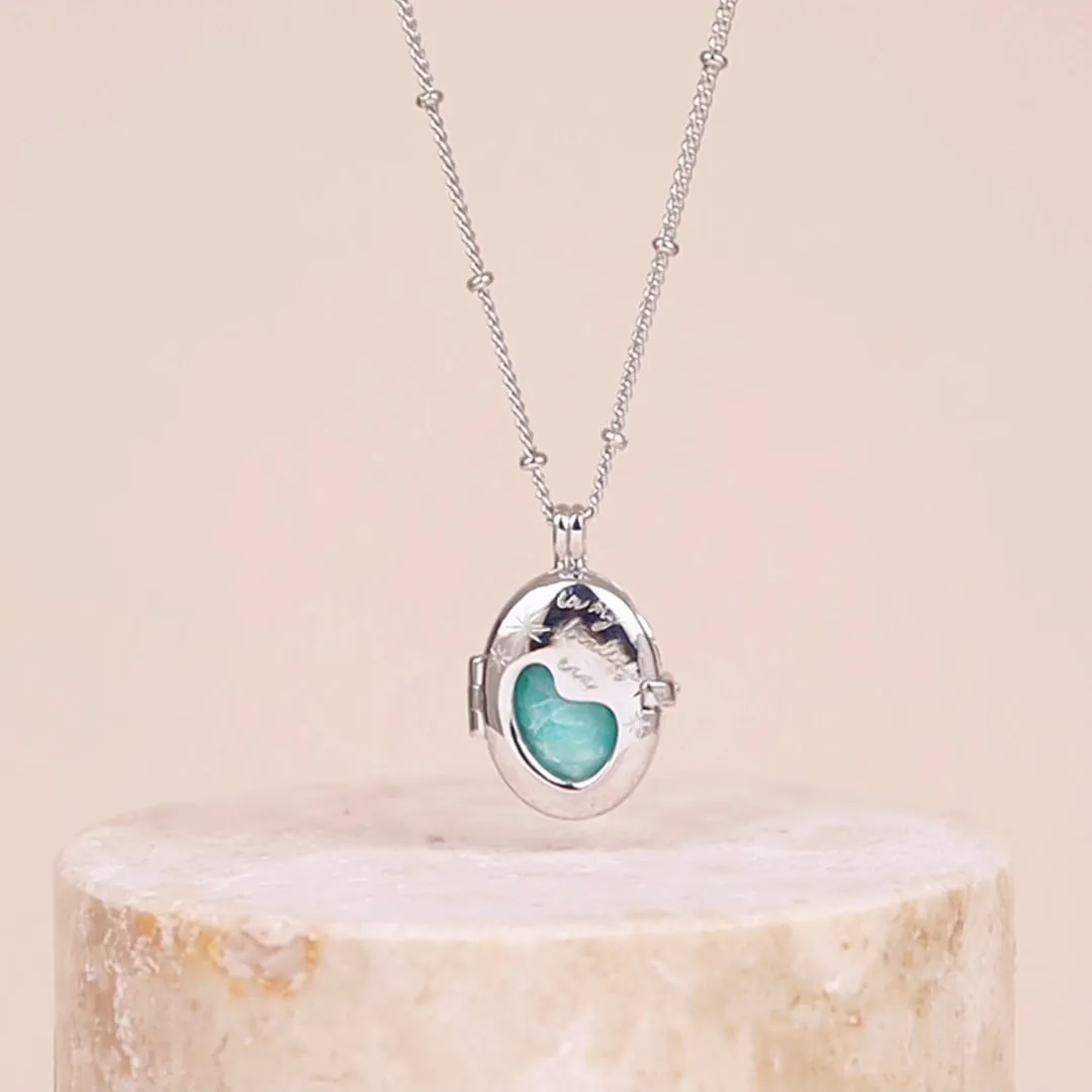Healing Amazonite Silver Locket Necklace sold by Wanderlust and Co product image thumbnail 3