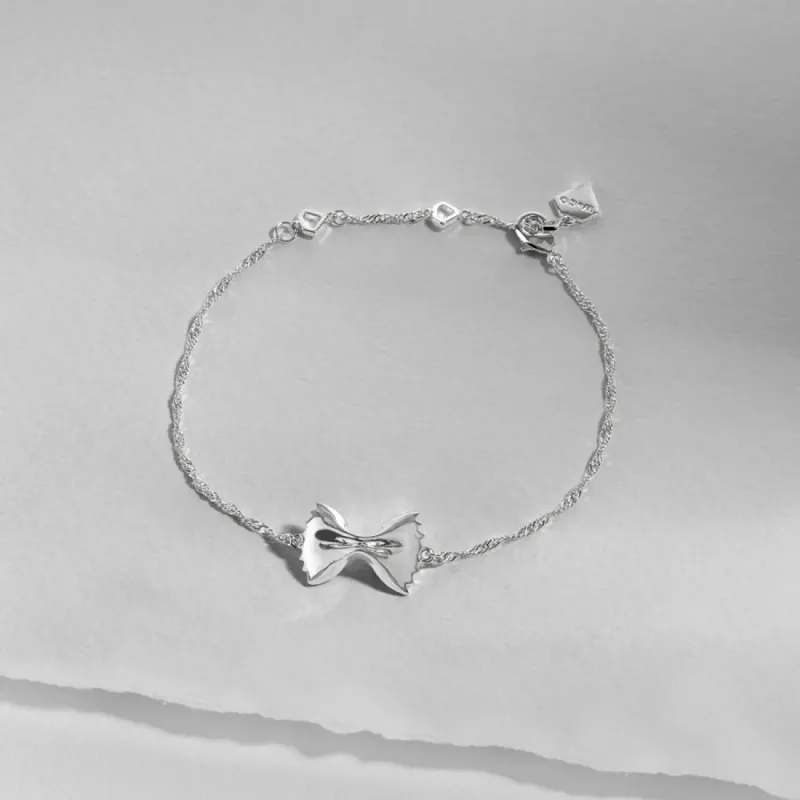 Bow Tie Pasta Silver Bracelet sold by Wanderlust and Co