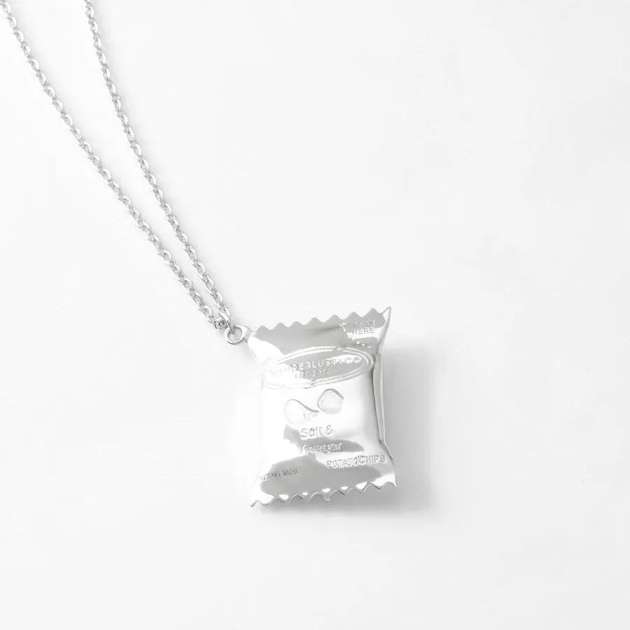 Bag of Chips Silver Necklace sold by Wanderlust and Co