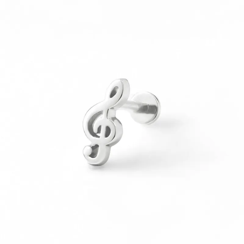 Treble Silver Flat Back Earring sold by Wanderlust and Co