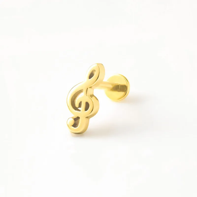 Treble Gold Flat Back Earring sold by Wanderlust and Co