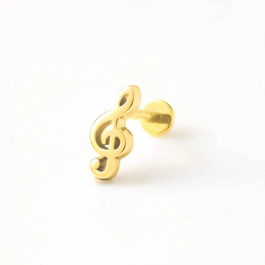 Treble Gold Flat Back Earring sold by Wanderlust and Co