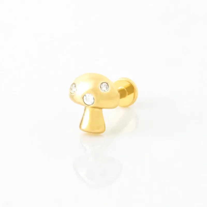 Mushroom Gold Flat Back Earring sold by Wanderlust and Co