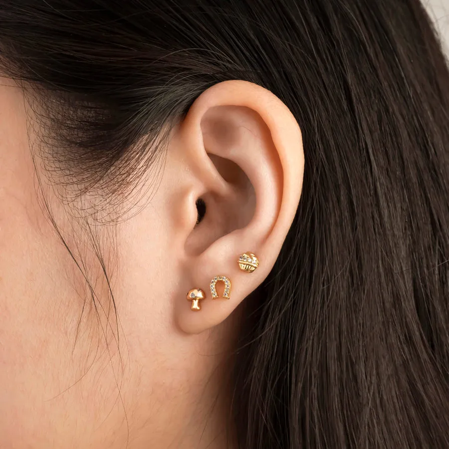Cupcake Gold Flat Back Earring sold by Wanderlust and Co product image thumbnail 3