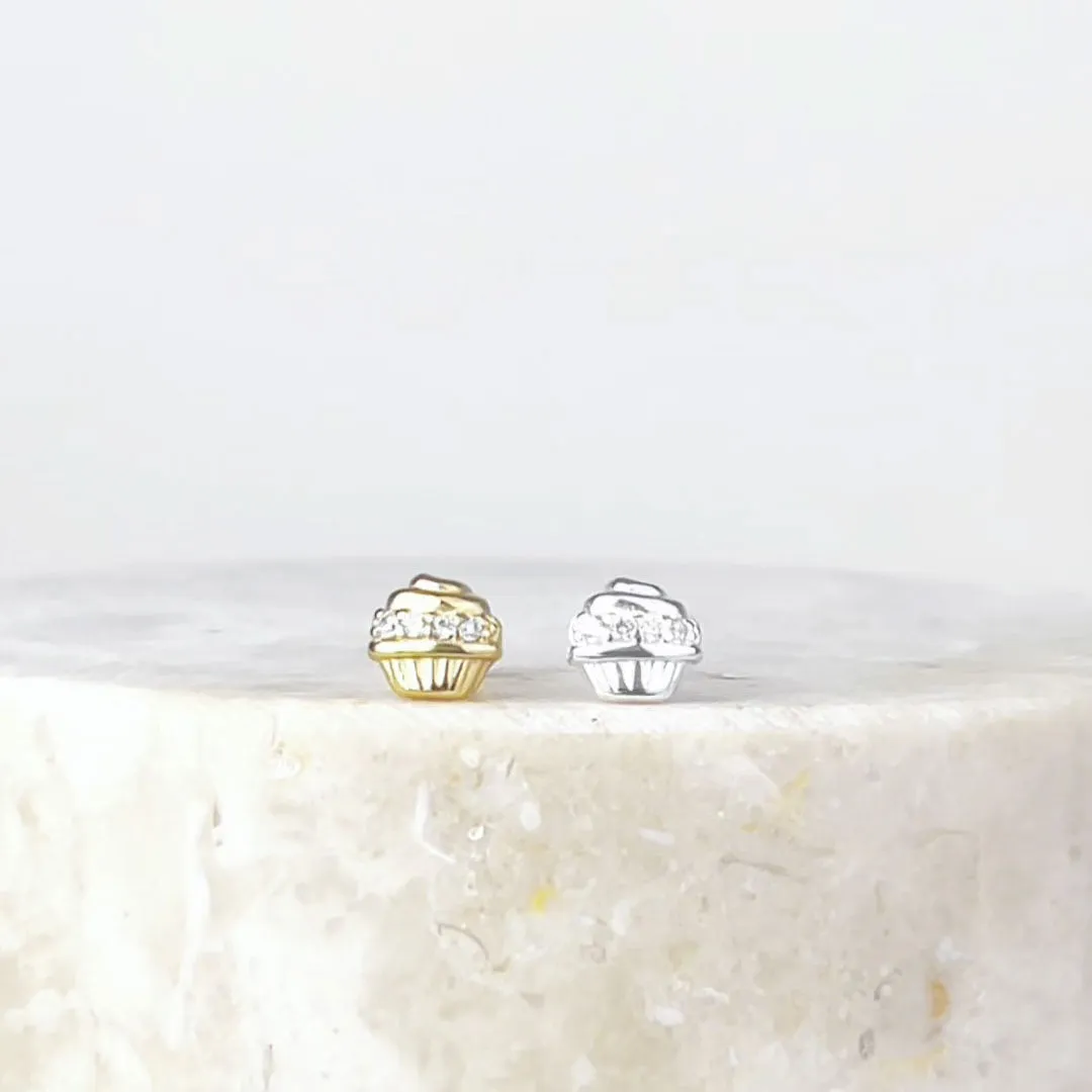 Cupcake Gold Flat Back Earring sold by Wanderlust and Co product image thumbnail 2