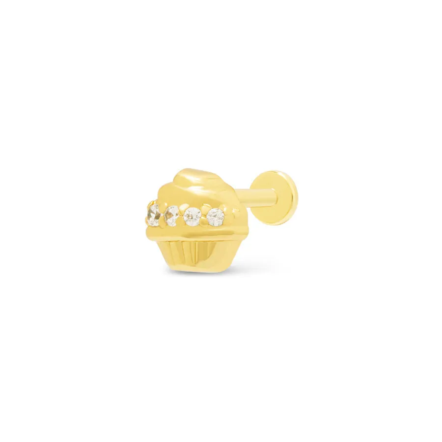 Cupcake Gold Flat Back Earring sold by Wanderlust and Co product image thumbnail 5