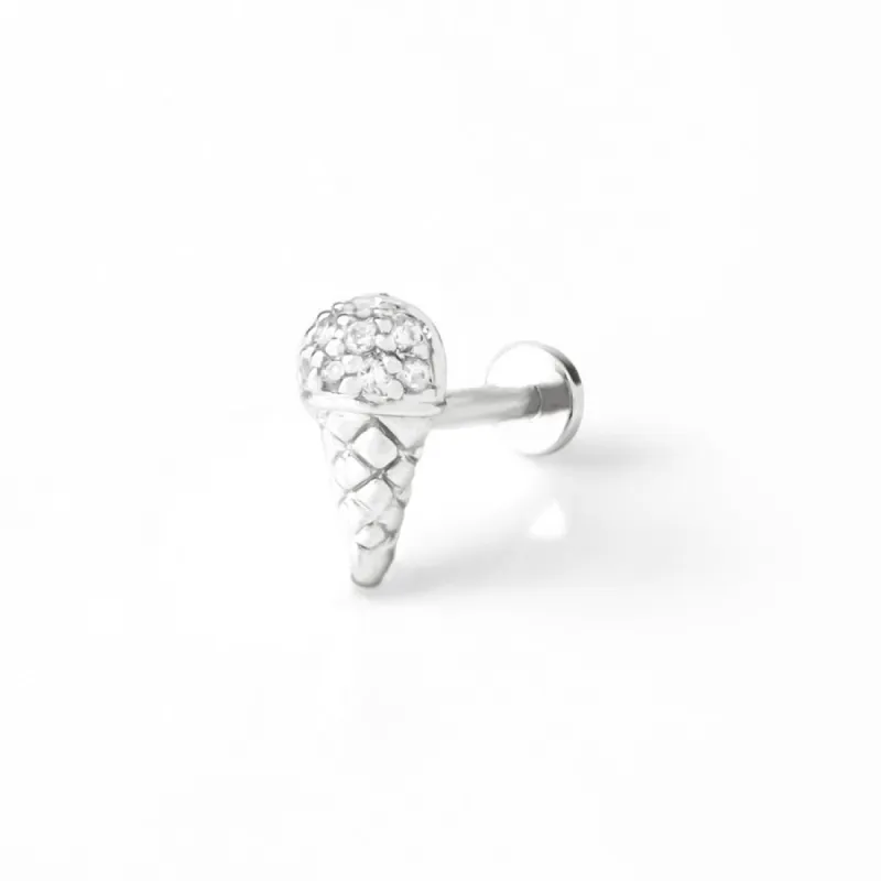 Ice Cream Silver Flat Back Earring sold by Wanderlust and Co