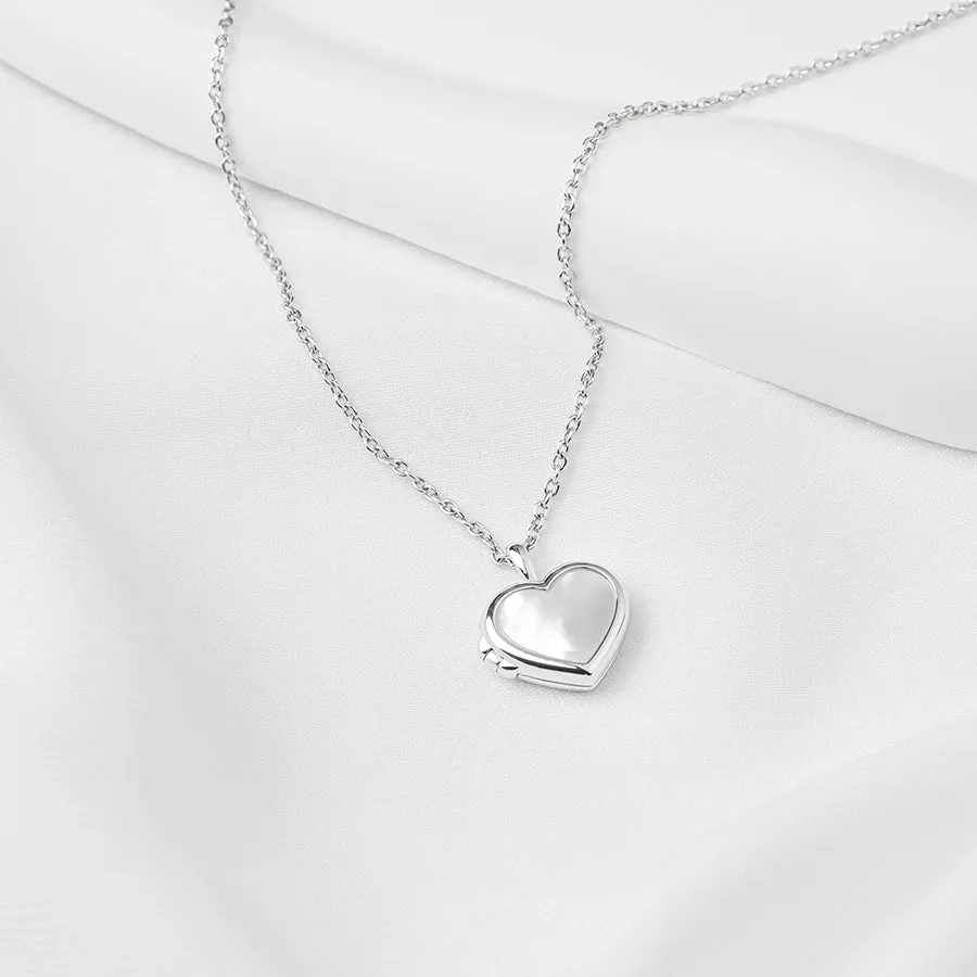 Heart Pearl & Silver Locket Necklace sold by Wanderlust and Co