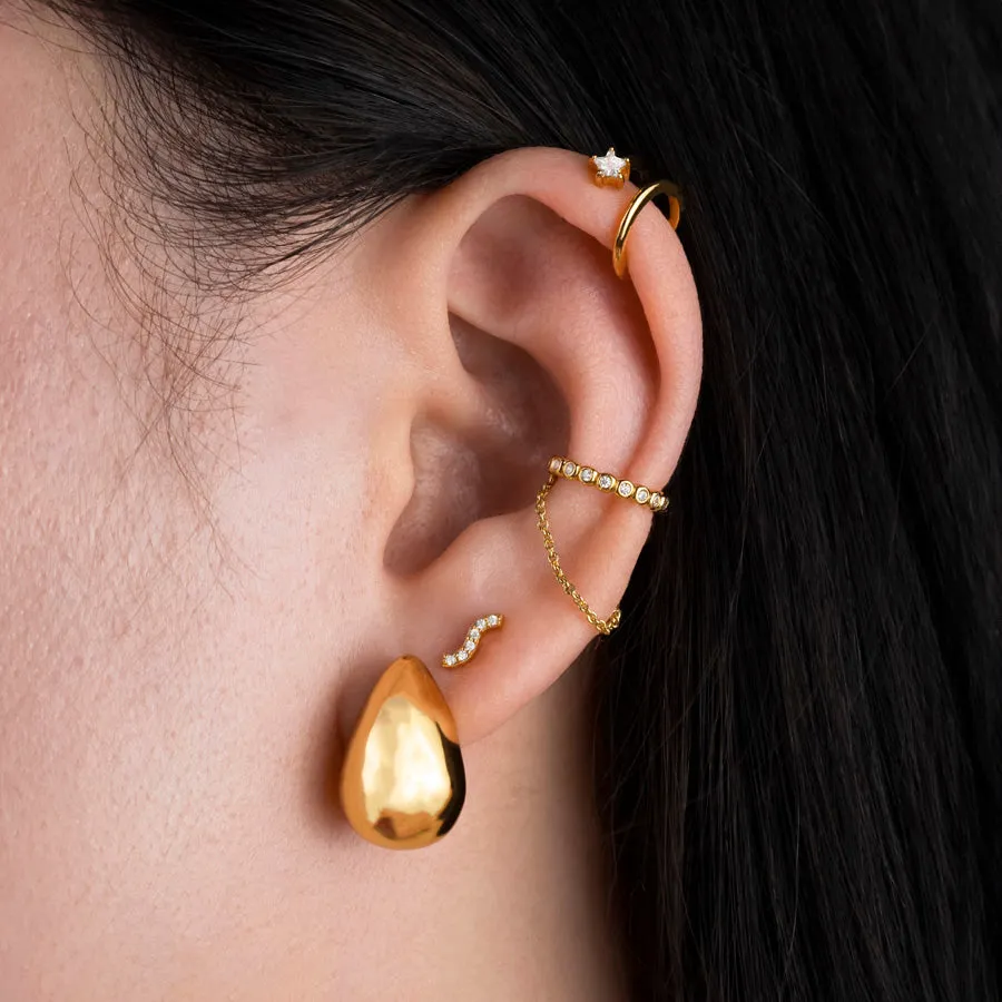 Wave Pave Gold Flat Back Earring sold by Wanderlust and Co product image thumbnail 2